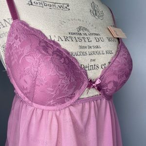 Hush Intimates Noel Large Mauve BabyDoll Top Bloomer Panty Set Lingerie